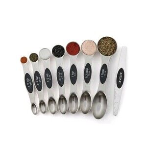 Magnetic Dual Sided Measuring Spoons with Leveler Set of 8-3 Colors To Pick From